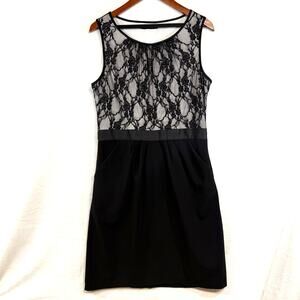 Maurices‎ 12 Lace Midi Dress Black Professional Work Stretch Office Goth Pockets